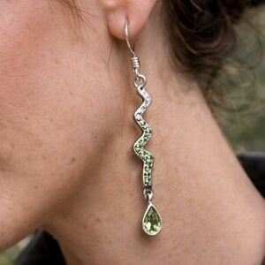 Rare Beauty Sterling Silver Peridot Dangle Earrings